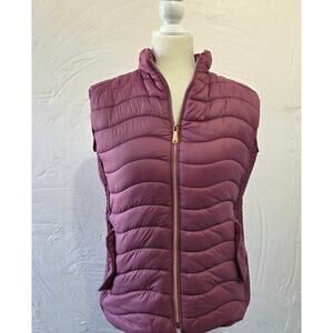 Leehanton fuscia colored puffer zip up vest Womans Size Medium
